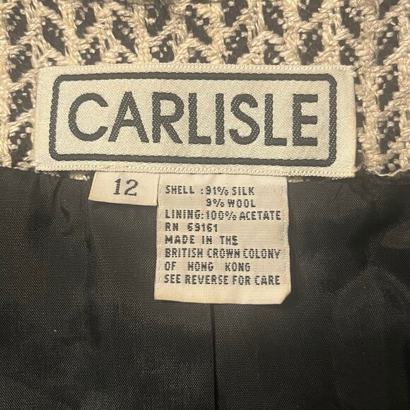 Vintage Carlisle Silk Wool Blend Herringbone Blazer - Picture 6 of 6